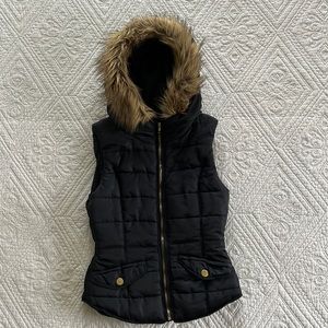Puffer Vest w/ fur lined hood